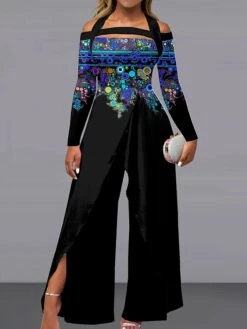 Women's Jumpsuit Print Geometric Off Shoulder Elegant Wedding Party Wide Leg Regular Fit Long Sleeve Pink Red Blue S M L Fall 6 Women's Jumpsuit Print Geometric Off Shoulder Elegant Wedding Party Wide Leg Regular Fit Long Sleeve Pink Red Blue S M L Fall -Outlet Suit Skirt Fit Store fqufca1694150089478