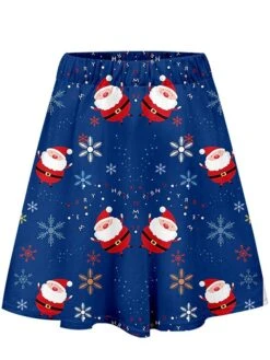 Women's Skirt Swing Mini Red Skirts Fall & Winter Print High Waist Fashion Casual Ugly Christmas Street Xmas S M L -Outlet Suit Skirt Fit Store ftzudo1695014002743