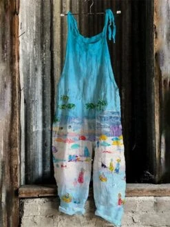 Women's Jumpsuit Print Floral Crew Neck Streetwear Street Daily Wide Leg Regular Fit Sleeveless Green Blue Purple S M L Spring