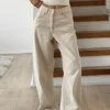 Women's Jeans Pants Trousers Straight Full Length Faux Denim Pocket Micro-elastic Mid Waist Fashion Streetwear Daily Daily Wear Beige S M Fall Winter