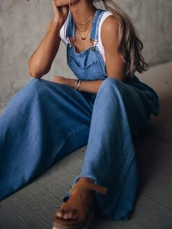 Women‘s Overall Pocket Solid Color Denim Square Neck Casual Daily Regular Fit Sleeveless Blue Light Blue S M L Spring -Outlet Suit Skirt Fit Store gapbjl1645436822767