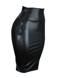 Women's Skirt Bodycon Maxi Faux Leather Black Red Blue Coffee Skirts Fall & Winter Ruched Fashion Elegant Street Daily S M L -Outlet Suit Skirt Fit Store gbslca1664353397698