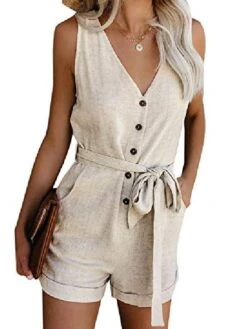 Women's Jumpsuits Patch Pocket Casual Summer Romper Solid Color Basic Holiday Daily Wear Regular Fit Sleeveless Wine Blue White S M L Spring