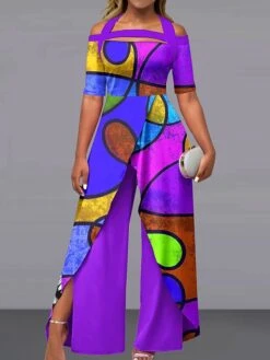 Women's Jumpsuit Print Abstract Off Shoulder Active Wedding Party Wide Leg Regular Fit Short Sleeve Black Yellow Light Green S M L Summer 11 Women's Jumpsuit Print Abstract Off Shoulder Active Wedding Party Wide Leg Regular Fit Short Sleeve Black Yellow Light Green S M L Summer -Outlet Suit Skirt Fit Store gjvhgh1685613413848