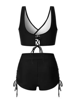 Women's Swimwear Bikini 2 Piece Plus Size Swimsuit Ruched Backless 2 Piece Open Back Slim Camouflage Pure Color Orange Padded V Wire Bathing Suits New Vacation Fashion -Outlet Suit Skirt Fit Store grvaof1657705906458