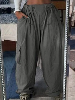 Women‘s Cargo Parachute pants Wide Leg Trousers Full Length Fashion Streetwear Street Daily Grey XS S Fall Winter -Outlet Suit Skirt Fit Store gyzian1694149790014