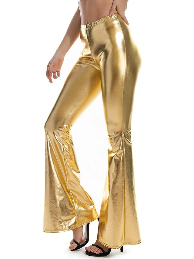 Women's Flare Leggings Full Length Fashion Streetwear Party Street Silver Grey S M Fall Winter 2 Women's Flare Leggings Full Length Fashion Streetwear Party Street Silver Grey S M Fall Winter - Image 2