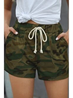 Women's Shorts Cotton Blend Light Green Army Green Gray Mid Waist Fashion Sporty Leisure Sports Weekend Side Pockets Print Micro-elastic Short Comfort Camouflage S M L XL XXL -Outlet Suit Skirt Fit Store hiaaey1654150407787