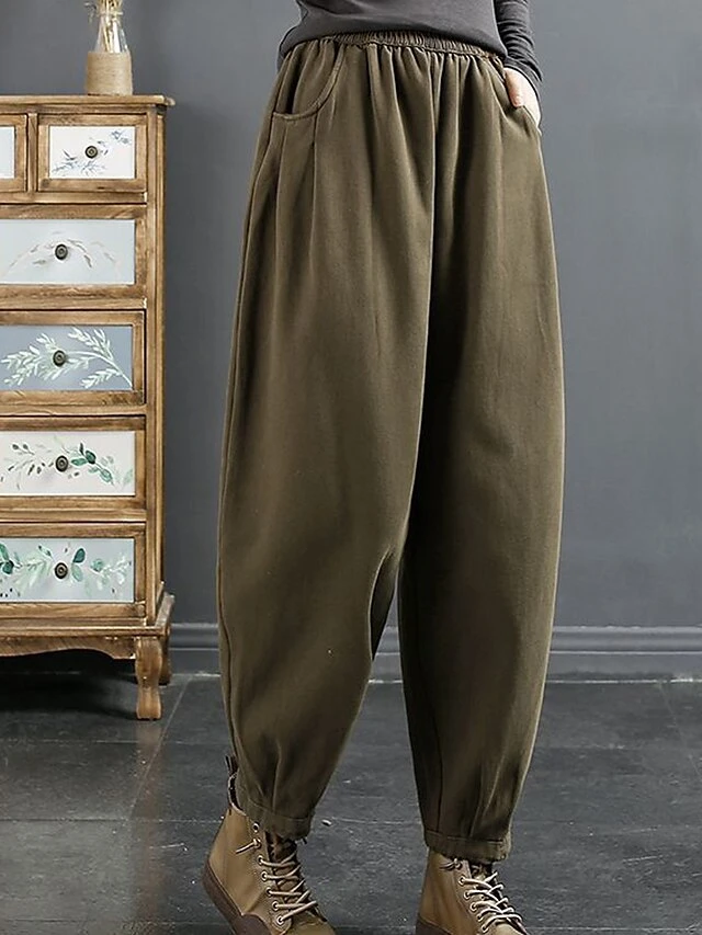 Women's Baggy Harem Pants Full Length Baggy Micro-elastic Fashion Streetwear Outdoor Street Thickened Black Fleece Ginger Yellow Plus Velvet Thick L 100-115 Catties XL 115-130 Catties Fall Winter 1 Women's Baggy Harem Pants Full Length Baggy Micro-elastic Fashion Streetwear Outdoor Street Thickened Black Fleece Ginger Yellow Plus Velvet Thick L 100-115 Catties XL 115-130 Catties Fall Winter