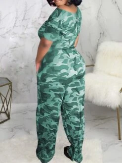 Women's Jumpsuit Pocket Print Camo / Camouflage Crew Neck Streetwear Street Daily Regular Fit Half Sleeve Black Purple Green S M L Summer -Outlet Suit Skirt Fit Store hohfrv1680596481470