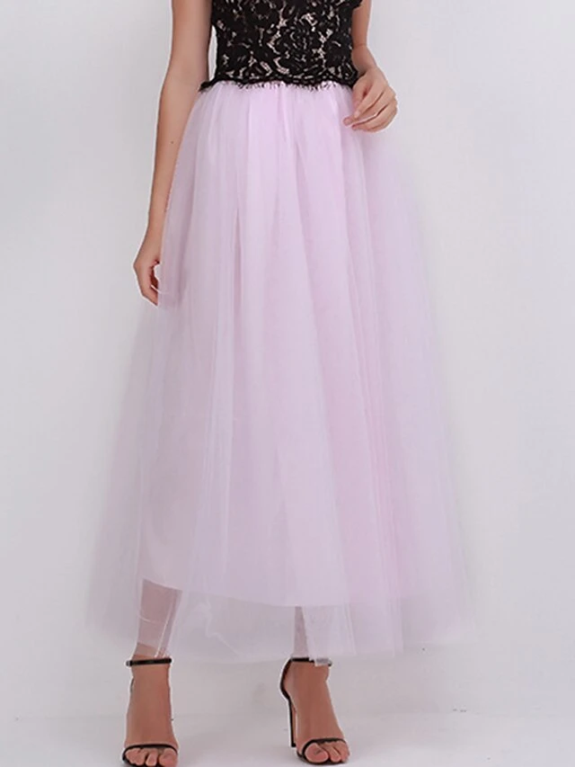 Women's Skirt Swing Tutu Long Skirt Maxi Organza Black White Pink Wine Skirts Summer Layered Tulle Lined Streetwear Elegant Summer Holiday Weekend One-Size 1 Women's Skirt Swing Tutu Long Skirt Maxi Organza Black White Pink Wine Skirts Summer Layered Tulle Lined Streetwear Elegant Summer Holiday Weekend One-Size