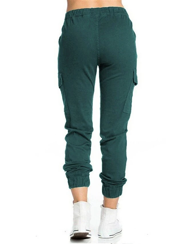 Women's Cargo Pants Sweatpants Pants Trousers Full Length Micro-elastic Mid Waist Fashion Streetwear Street Daily Deep Green Black S M Summer Fall 2 Women's Cargo Pants Sweatpants Pants Trousers Full Length Micro-elastic Mid Waist Fashion Streetwear Street Daily Deep Green Black S M Summer Fall - Image 2