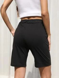 Women's Slacks Shorts Bermuda Shorts Sunday Shorts Cotton Blend Black Mid Waist Casual Shorts Weekend Micro-elastic Knee Length Outdoor Plain S M L XL -Outlet Suit Skirt Fit Store hsfnep1616409011338