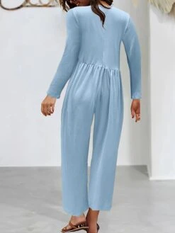 Women's Jumpsuit Pocket Solid Color Crew Neck Streetwear Street Daily Straight Regular Fit Long Sleeve Black Yellow Red S M L Fall 15 Women's Jumpsuit Pocket Solid Color Crew Neck Streetwear Street Daily Straight Regular Fit Long Sleeve Black Yellow Red S M L Fall -Outlet Suit Skirt Fit Store hstncf1692615952472