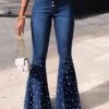 Women's Jeans Bootcut Flared Pants Full Length Denim Micro-elastic High Waist Fashion Casual Weekend Black Blue S M Summer Spring &Fall