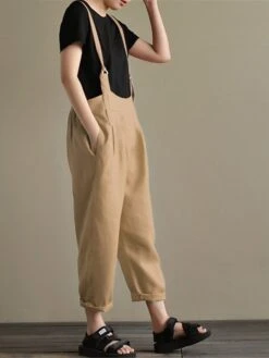 Women's Overall Pocket Solid Color U Neck Basic Daily Vacation Regular Fit Sleeveless Black Wine Khaki S M L Summer -Outlet Suit Skirt Fit Store ibjqkq1677496039553