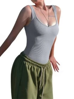 Women's Bodysuit Backless Solid Color U Neck Sexy Home Daily Regular Fit Sleeveless Black White Pink S M L Summer -Outlet Suit Skirt Fit Store ifqxwb1680600407530