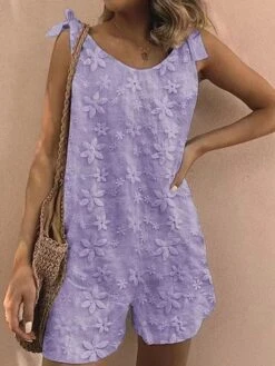 White Jumpsuits For Women Summer Romper Solid Color V Neck Holiday Daily Holiday Regular Fit Sleeveless Sleeveless Black Yellow S M L -Outlet Suit Skirt Fit Store ihxdbt1682216201091