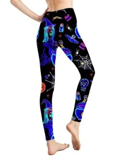 Women's Halloween Leggings Full Length Print Micro-elastic High Waist Active Vacation Halloween Holiday Rose Skull Black Skull S / M L / XL Fall Winter -Outlet Suit Skirt Fit Store ilakpt1696315842746