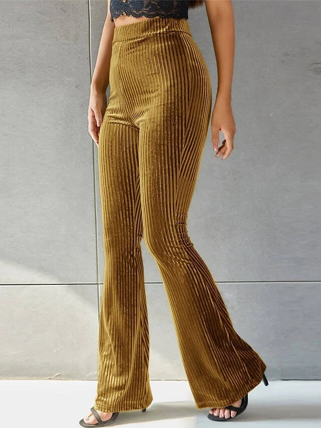 Women's Bell Bottom Pants Trousers Full Length Fashion Chic & Modern Outdoor Street Light Coffee Dark Brown S M Fall Winter 12 Women's Bell Bottom Pants Trousers Full Length Fashion Chic & Modern Outdoor Street Light Coffee Dark Brown S M Fall Winter - Image 12