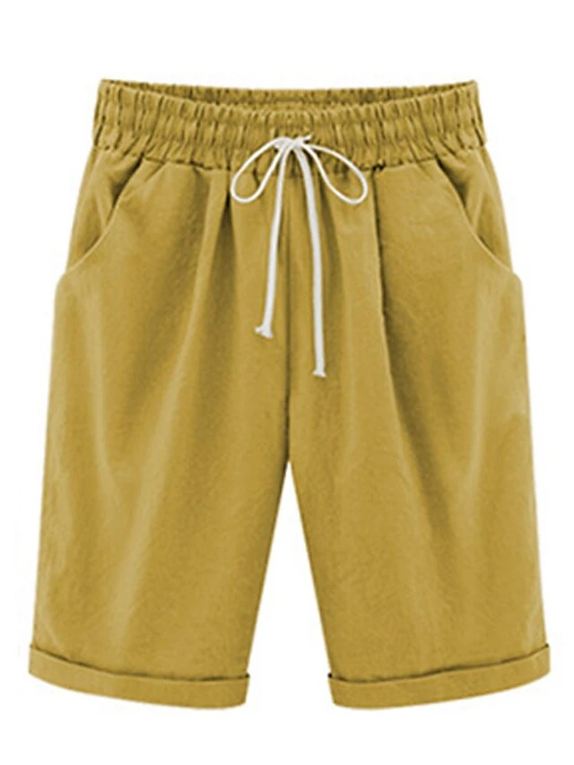 Women's Slacks Sunday Shorts Cotton Blend Light Blue Pink ArmyGreen Mid Waist Vacation Casual Work Beach Pocket Micro-elastic Knee Length Lightweight Solid Color S M L XL 2XL / Loose Fit 8 Women's Slacks Sunday Shorts Cotton Blend Light Blue Pink ArmyGreen Mid Waist Vacation Casual Work Beach Pocket Micro-elastic Knee Length Lightweight Solid Color S M L XL 2XL / Loose Fit - Image 8