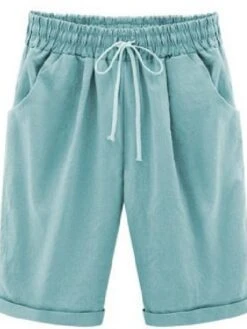 Women's Slacks Sunday Shorts Cotton Blend Light Blue Pink ArmyGreen Mid Waist Vacation Casual Work Beach Pocket Micro-elastic Knee Length Lightweight Solid Color S M L XL 2XL / Loose Fit 34 Women's Slacks Sunday Shorts Cotton Blend Light Blue Pink ArmyGreen Mid Waist Vacation Casual Work Beach Pocket Micro-elastic Knee Length Lightweight Solid Color S M L XL 2XL / Loose Fit -Outlet Suit Skirt Fit Store itylmc1606203669383