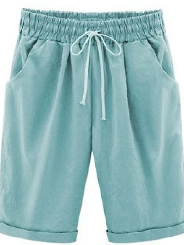 Women's Slacks Sunday Shorts Cotton Blend Light Blue Pink ArmyGreen Mid Waist Vacation Casual Work Beach Pocket Micro-elastic Knee Length Lightweight Solid Color S M L XL 2XL / Loose Fit 15 Women's Slacks Sunday Shorts Cotton Blend Light Blue Pink ArmyGreen Mid Waist Vacation Casual Work Beach Pocket Micro-elastic Knee Length Lightweight Solid Color S M L XL 2XL / Loose Fit - Image 15