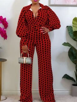 Women's Jumpsuit High Waist Print Print V Neck Streetwear Office Work Regular Fit Long Sleeve Yellow Red S M L Fall 12 Women's Jumpsuit High Waist Print Print V Neck Streetwear Office Work Regular Fit Long Sleeve Yellow Red S M L Fall -Outlet Suit Skirt Fit Store iufddq1695792142187
