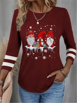 Women's T Shirt Tee Christmas Shirt Black Red Blue Snowflake Santa's Helper Print Long Sleeve Christmas Weekend Festival / Holiday Round Neck Regular Fit Painting Spring &Fall 10 Women's T Shirt Tee Christmas Shirt Black Red Blue Snowflake Santa's Helper Print Long Sleeve Christmas Weekend Festival / Holiday Round Neck Regular Fit Painting Spring &Fall -Outlet Suit Skirt Fit Store ixjiyp1696668404372