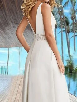 Women's Jumpsuit Lace Backless Solid Color V Neck Dressy Weddding Elegant Party Business Regular Fit Sleeveless White S M L Summer 7 Women's Jumpsuit Lace Backless Solid Color V Neck Dressy Weddding Elegant Party Business Regular Fit Sleeveless White S M L Summer -Outlet Suit Skirt Fit Store ixpnlq1690449251659