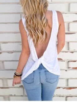 Women Blouse, Solid Twist Backless Sexy Sleeveless Casual Tank Tops (M, Gray) -Outlet Suit Skirt Fit Store jaefjg1610939985557