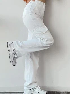 Women‘s Cargo Khaki Parachute Pants Chinos Trousers Full Length Cotton Micro-elastic Mid Waist Fashion Streetwear Street Daily Apricot Pink ArmyGreen S M Fall Winter -Outlet Suit Skirt Fit Store jalyka1693295365654