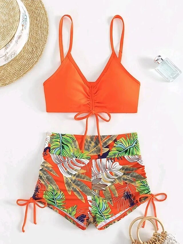 6 Colors High Waist Bikini Women's Swimwear Padded Drawstring Sexy Straps Bikinis Set Leaves Printed 2 Pieces Swimsuit Soft Pads Bathing Suits Beach Wear 16 6 Colors High Waist Bikini Women's Swimwear Padded Drawstring Sexy Straps Bikinis Set Leaves Printed 2 Pieces Swimsuit Soft Pads Bathing Suits Beach Wear - Image 16