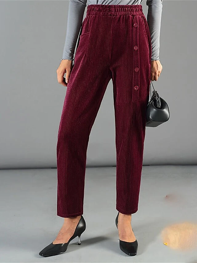 Women's Fleece Pants Pants Trousers Harem Pants Wine Black Coffee Fashion Streetwear Daily Daily Wear Vacation Pocket Full Length Breathability Plain XL 2XL 3XL 4XL 5XL 5 Women's Fleece Pants Pants Trousers Harem Pants Wine Black Coffee Fashion Streetwear Daily Daily Wear Vacation Pocket Full Length Breathability Plain XL 2XL 3XL 4XL 5XL - Image 5