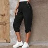 Women's Capri Shorts Black Wine Blue Fashion Casual Daily Side Pockets Calf-Length Comfort Plain S M L XL 2XL