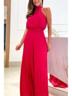 Women's Jumpsuit High Waist Solid Color Stand Collar Streetwear Wedding Party Regular Fit Sleeveless Black White Red S M L Summer -Outlet Suit Skirt Fit Store jgrjfk1681109234327