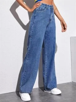 Women's High Waist Wide Leg Jeans Denim Sapphire Fashion Streetwear Casual Holiday Daily Wear Pocket Full Length Breathability Plain S M L XL 7 Women's High Waist Wide Leg Jeans Denim Sapphire Fashion Streetwear Casual Holiday Daily Wear Pocket Full Length Breathability Plain S M L XL -Outlet Suit Skirt Fit Store jljbgz1689234098209