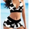 Women's Swimwear Bikini Bathing Suits 2 Piece Normal Swimsuit Backless 2 Piece Printing Adjustable Print Multi Color Leopard White Rose Red Halter Padded Plunge Bathing Suits Sexy Vacation Beach Wear