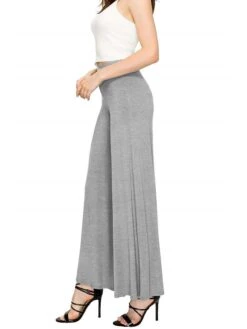 Women's Basic Essential Yoga Culottes Wide Leg Palazzo Slacks Wide Leg Full Length Pants Sports Outdoor Daily Stretchy Solid Color High Waist Slim Sapphire Wine Pink Green White S M L XL XXL -Outlet Suit Skirt Fit Store jnvmur1643186638949