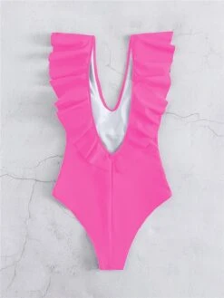 4 Colors Fashion Ruffle Swimwear For Women Sexy Deep V Plunge One Piece Swimsuit Solid Color Low Back Padded Bodysuit Bathing Suit Beachwear 26 4 Colors Fashion Ruffle Swimwear For Women Sexy Deep V Plunge One Piece Swimsuit Solid Color Low Back Padded Bodysuit Bathing Suit Beachwear -Outlet Suit Skirt Fit Store jrxpzn1697793632098