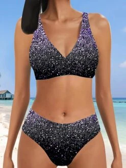 Women's Swimwear Bikini Bathing Suits 2 Piece Normal Swimsuit Backless 2 Piece Printing Adjustable Print Multi Color Silver Light Blue Blue Purple Gold Padded Blouse Strap Bathing Suits Sexy Vacation -Outlet Suit Skirt Fit Store juitjq1687252298925