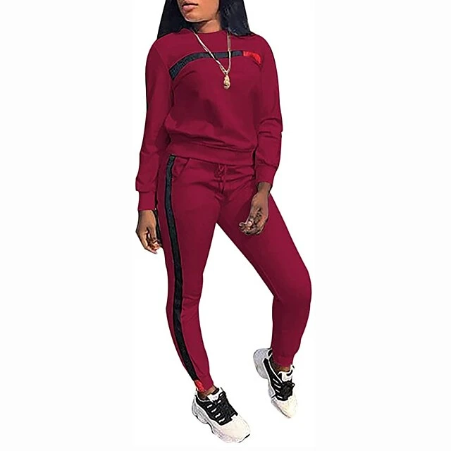 Women's Tracksuit Sweatsuit Patchwork 2 Piece Street Winter Long Sleeve Breathable Lightweight Soft Fitness Gym Workout Running Sportswear Activewear Color Block Black Army Green Burgundy 8 Women's Tracksuit Sweatsuit Patchwork 2 Piece Street Winter Long Sleeve Breathable Lightweight Soft Fitness Gym Workout Running Sportswear Activewear Color Block Black Army Green Burgundy - Image 8