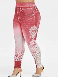 Women's Chinos Pants Trousers Leggings Full Length Faux Denim Lace Pocket Micro-elastic Streetwear Casual Daily Going Out Black Pink L XL Fall Winter -Outlet Suit Skirt Fit Store jxmuwr1639555428369