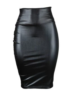 Women's Skirt Bodycon Maxi Faux Leather Black Red Blue Coffee Skirts Fall & Winter Ruched Fashion Elegant Street Daily S M L -Outlet Suit Skirt Fit Store jzmmmu1664353397419
