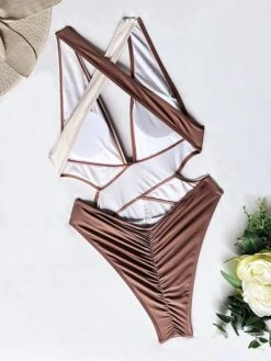 Sexy Monokini Women's Deep V Swimwear Criss Cross One Piece SwimsuitStylish Backless High Cut Thong Padded Bathing Suits -Outlet Suit Skirt Fit Store kaortz1690454873663