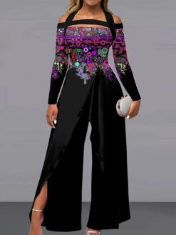 Women's Jumpsuit Print Geometric Off Shoulder Elegant Wedding Party Wide Leg Regular Fit Long Sleeve Pink Red Blue S M L Fall 7 Women's Jumpsuit Print Geometric Off Shoulder Elegant Wedding Party Wide Leg Regular Fit Long Sleeve Pink Red Blue S M L Fall -Outlet Suit Skirt Fit Store kclvly1694150090863