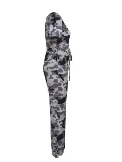 Women's Jumpsuit Pocket Print Camo / Camouflage Crew Neck Streetwear Street Daily Regular Fit Half Sleeve Black Purple Green S M L Summer -Outlet Suit Skirt Fit Store kelkfe1680596485159