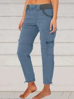 Women's Cargo Pants Pants Trousers Full Length Cotton Pocket Micro-elastic Mid Waist Fashion Streetwear Street Daily Dark Brown Peacock Blue S M Summer Fall