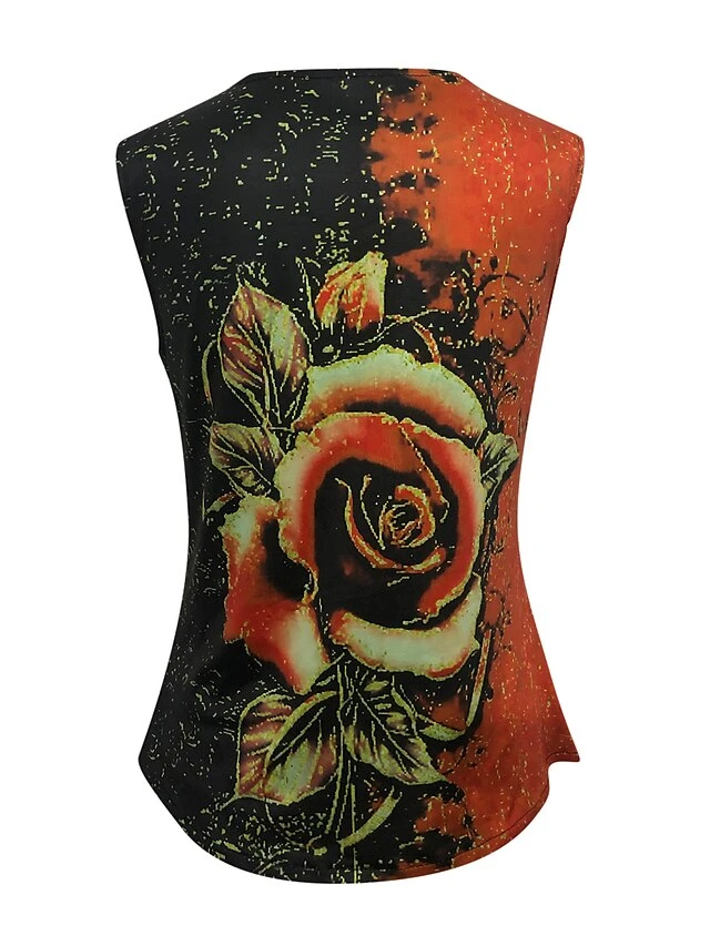 Women's Shirt Tank Top Red Blue Purple Flower Lace Trims Print Sleeveless Daily Weekend Casual V Neck Regular Fit Floral 6 Women's Shirt Tank Top Red Blue Purple Flower Lace Trims Print Sleeveless Daily Weekend Casual V Neck Regular Fit Floral - Image 6
