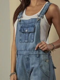 Women‘s Overall Cowgirl Denim Backless Button Solid Color Square Neck Streetwear Daily Vacation Regular Fit Sleeveless Blue S M L Summer -Outlet Suit Skirt Fit Store kmudfo1689818399382
